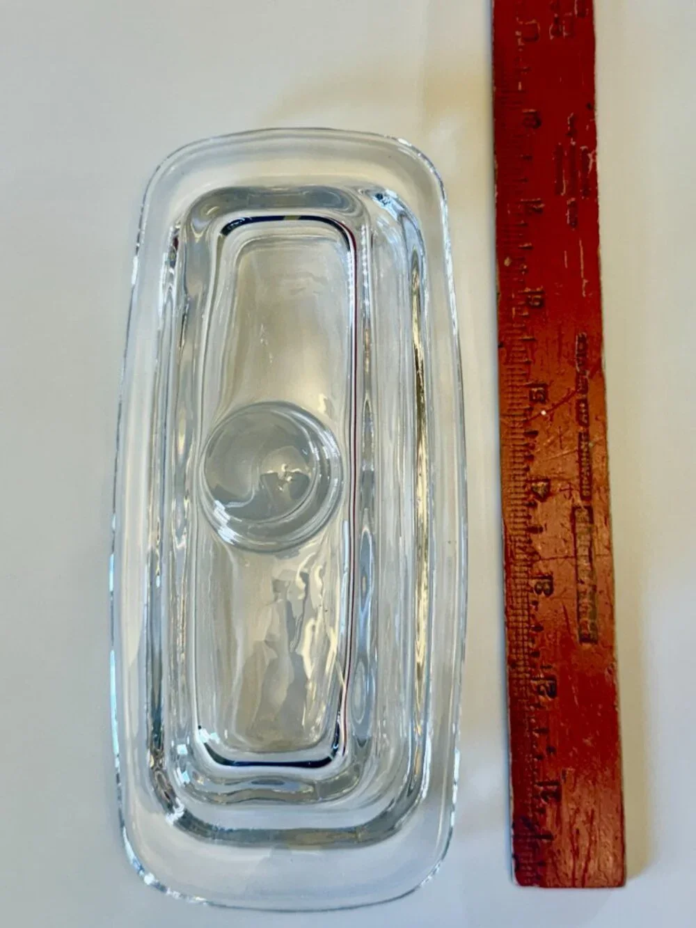 Vintage Heavy Clear Glass Butter Dish Covered Butter Keeper Modern Rectangle